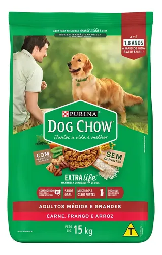 Embalagem Dog Chow Adultos Raças Médias 15kg