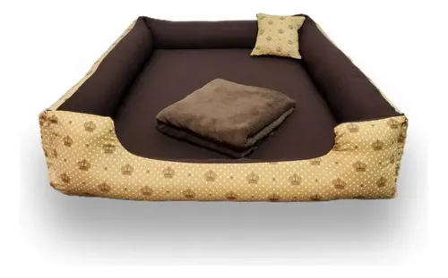 Cama de espuma com manta lavável para cachorro grande 70x80cm