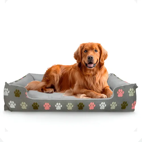 Cama XG lavável estampa patas para cachorro grande