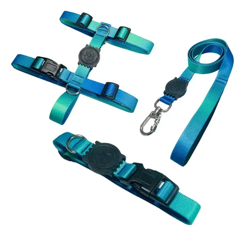 Kit peitoral H, coleira e guia para cachorro